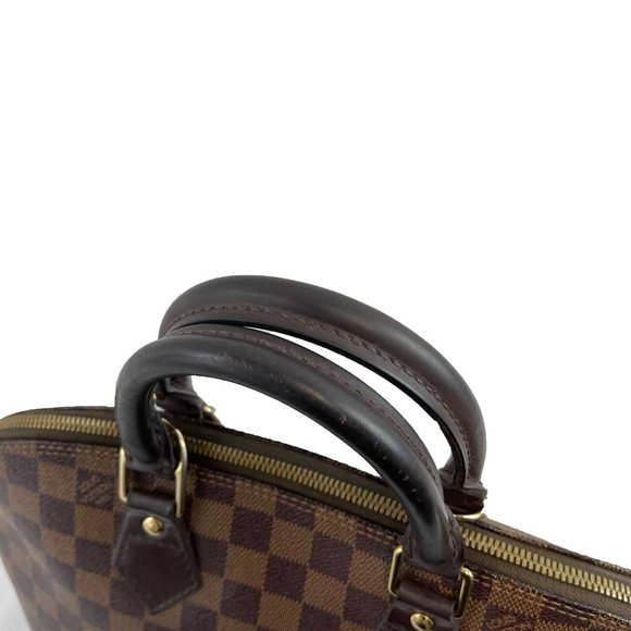 Louis Vuitton Alma Damier Ebene PM Brown Top Handle W/ Lock & Key - Picture 11 of 13
